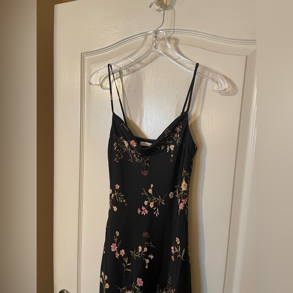 90s Y2k Women’s Black Floral Satin Coquette Whimsigoth Midi Slip Dress XXS NWT - Picture 4 of 11